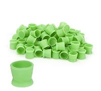Tattoo Ink Caps, 300pcs Disposable Tattoo Ink Cups with Base, Silicone Pigment Caps Ink Containers for Tattoo Ink Permanent Makeup Container Cap, 15mm (Green)
