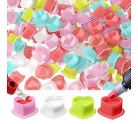 Tattoo Ink Cup Heart-Shaped Disposable Silicone Cup Eyebrow Eyeliner Lip Color Pigment Cup Tattoo Pigment Holder 200PCS (Mix Color)