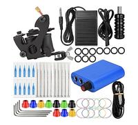 Tattoo Kit for Beginners,Liner Lining Coil Tattoo Machine Coil Machine Blue Mini Power Tattoo Beginner Coil Machine Set,Complete Lining Coloring Beginner,A