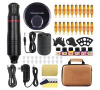 Tattoo Kit for Beginners, Rotary Tattoo Machine Pen Kit with Adjustable Voltage for Lining and Shading - Complete Starter Set with Cartridges and Practice Accessories for Artists,Black