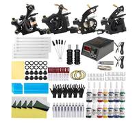 Tattoo Kit Machines Gun With Ink Power Supply Grips Body Art Complete Set Accessories