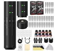 Tattoo Kit Tattoo Gun kit,Complete Tattoo Machine Kit, Xnet E1 Adjustable Stroke Tattoo Pen with Dual Batteries 2000mAh Power Supply,40pcs X-ray Cartridge Needles Set for Beginners