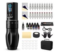 Tattoo Kit - Tattoo Machine Kit with 7 Strokes 2-4 mm Wireless Tattoo Machine, 1600 mAh Power Battery, 20 Pieces Tattoo Needle for Tattoos