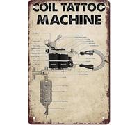 Tattoo Knowledge Metal Tin Signs Coil Tattoo Machine Anatomy Posters Tattoo Beginner'S Guide Plaques Bar Room Studio Wall Decor Gift For Women Men 8x12 Inch Plaque Tin Sign