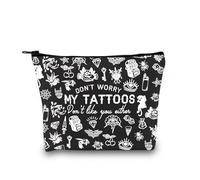 Tattoo Lover Gift Tattoo Artists Gift Don’t Worry My Tattoos Don’t Like You Either Zipper Pouch Makeup Bag for Tattooer (My Tattoos BLK EU)