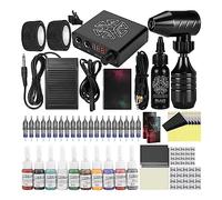 Tattoo Machine Kit Complete Rotary Tattoo Kit Professional Rotary Tattoo Machine Kit - Aluminum Alloy Tattoo Pen with Adjustable Power Supply, 3.5mm Needle Length,Low Noise,Black