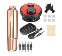 Tattoo Machine Kit LCD Digital Screen Power Supply Pen Ink Set Permanent Makeup With 5pcs Cartridge Needles Precision Drive(Tattoo kit-rose gold)