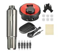 Tattoo Machine Kit LCD Digital Screen Power Supply Pen Ink Set Permanent Makeup With 5pcs Cartridge Needles Precision Drive(Tattoo kit-Gray)