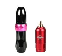 Tattoo Machine Kit Professional Set Rocket Tattoo Pen With Mini Wireless Adjustable Power Supply RCA Connector,Pink set