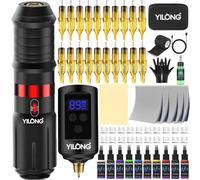 Tattoo Machine Kit Wireless - Tattoo Guns with 1500mAh Power Supply, Cartridge Needles and Ink Set, Beginner Tattoo Supplies for Temporary and Starter Kits