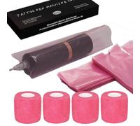 Tattoo Machine Pen Cover Tape Wrap - MIUXIA 200Pcs Large Tattoo Pen Covers Pink and 4Pcs Tattoo Grip Wrap Combination Grip Tattoo Machine Covers Tattoo Tape Wrap Tattoo Supplies