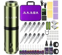 Tattoo Pen for Beginners, Cordless Tattoo Machine with 1500mAh Battery and 5 Level Voltage Control, 4.0mm Stroke with 12000RPM Motor for Professional Use,Green