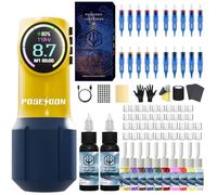 Tattoo Pen Kit, Wireless Rotary Gun Kit, LED Color Screen Tattoo Machine Kit with 20Pcs Cartridge Needles and 12 Inks, Tattoo Kit Tattoo Supplies for Beginners