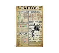 Tattoo Poster Metal Tin Sign Art Wall Plaque Decor Vintage Retro Sign Iron Painting Aluminum Sign for Home Decor Bar Shop Men Cave Outdoor Garage Indoor 12"x8"