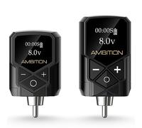 Tattoo Power Supply - Ambition 2Pcs Kuark Mini Wireless Portable RCA Tattoo 2400mAh & 1800mAh Lithium Battery Pack with LED Digital Display for Rotary Tattoo Machine