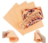 Tattoo Practice Skin 4Pcs Tattoo Skin 3mm Double Sided Fake Skin 15 * 19.7cm Tattoo Skin Practice Blank Professional Exercise Skin Fake Skin Tattoo for Beginner Tattoo Artist