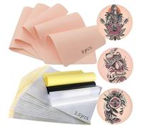 Tattoo Practice Skin with Transfer Paper - NAQASE 23Pcs Tattoo Fake Skin and Stencil Paper Kit Includes 15Pcs Tattoo Paper and 8Pcs Tattoo Skin Practice