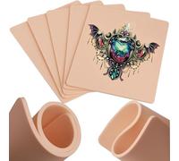 Tattoo Practice Skins 3MM - Prgislew 15Pcs Thick Tattoo Fake Skin Double Sides 7.4x5.6" Blank Tattoo Skin Practice Tattooing and Microblading Eyebrow Practice Skin Kit for Tattoo Supplies