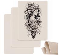 Tattoo Skin, 3pcs 19.5x15cm Thicken Silicone Double Side Tattoo Practice Skin, Blank Skins for Beginners and Experienced Artists (Style 1)