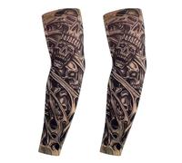 Tattoo Sleeves for Men 2Pcs: Temporary Tattoo Nylon Sleeve Skulls rockstar punk - Fake Tattoo Sleeve Elastic 38cm for Cosplay Party Biker Sleevelet for Outdoor Sport