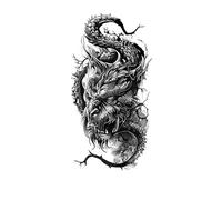 Tattoo Stickers Waterproof Wolf Animal Flower Arm Tattoo Men And Women Simulation Half Arm Temporary Tattoo Stickers 114 * 210mm(01)