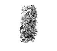 Tattoo Stickers Waterproof Wolf Animal Flower Arm Tattoo Men And Women Simulation Half Arm Temporary Tattoo Stickers 114 * 210mm(05)