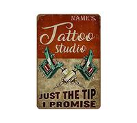 Tattoo Studio Just The Tip I Promise Idea Gift for Tattoo Artists Vertical Novelty Hot Coffee Metal Tin Signs Retro Plate Desserts Shop Cafe Decor Farmhouse Sign Living Room Decor Welcome Sign 8"x12"