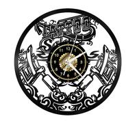 Tattoo Vintage Black Vinyl Record Wall Clock Wall Art 3D Modern Design Office Bar Room Home Decor Gift