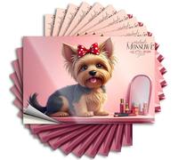 Tattoo Vintage Outside Decor Waterproof - A Cute Dog with A Red Bow Sits On A Vanity Table. Hat Self Adhesive Decal for Football Use(8X12CM)