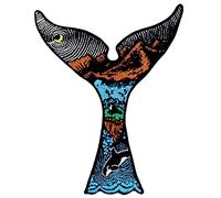 Tattoo Whale Tail Patch Embroidered Applique Badge Iron On Sew On Emblem