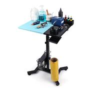 Tattoo Workstation Table, Height Adjustable Portable Mobile Tattoo Desk Table Salon Rolling Tray with Storage Slot Non Slip Rolling Work Station Stand for Beauty Salon