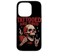 Tattooed And Tired Skull Coffee Humor Case for iPhone 14 Pro