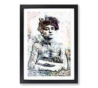 Tattooed Lady in Abstract Framed Print | A2 Black Framed Wall Art | Ready to Hang | Abstract Fantasy Picture | Living Room Bedroom Lounge Office