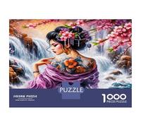 Tattooed Lady Waterfall 1000 Piece Jigsaw Puzzle Bundle Wild Beauty Jigsaw Puzzle Extra-Thick Cardboard Collector Mind Relaxation Travel Office Break Holiday 70x50cm/1000pcs