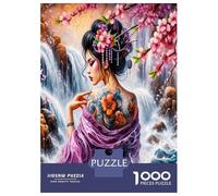 Tattooed Lady Waterfall 1000 Pieces Jigsaw Puzzle Set Wild Beauty Premium Jigsaw Puzzle Sturdy Cardboard Couple Partners Ultra Difficult Christmas 70x50cm/1000pcs