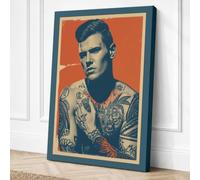 Tattooed Man in Red Canvas Wall Art Print 18x12 Inch