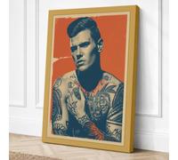 Tattooed Man in Red Canvas Wall Art Print 18x12 Inch