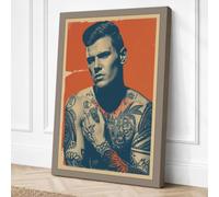 Tattooed Man in Red Canvas Wall Art Print 18x12 Inch