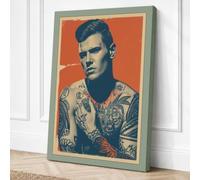 Tattooed Man in Red Canvas Wall Art Print 18x12 Inch