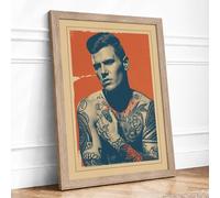 Tattooed Man in Red Framed Wall Art Print A1 Oak | Ready to Hang, Premium Gi Paper, Fade-Resistant Inks, Securely Packaged, UK Made