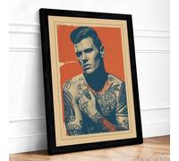 Tattooed Man in Red Framed Wall Art Print A2 Black | Ready to Hang, Premium Gi Paper, Fade-Resistant Inks, Securely Packaged, UK Made
