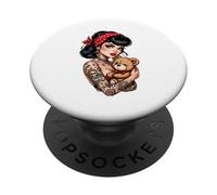 Tattooed Pin Up Girl Teddy Retro Art PopSockets Adhesive PopGrip
