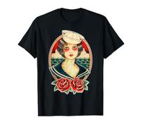 Tattooed Pin-Up Sailor Pretty Girl Traditional Tattoo Flash Value Graphic T-Shirt