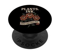 Tattooed Plant Lover Plant Mom Aesthetic Tattoo Flash Art PopSockets Adhesive PopGrip