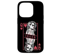 Tattooed Queen Of Hearts Funny Inked Girl Tattoo Card Case for iPhone 14 Pro