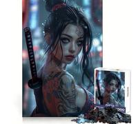 Tattooed Samurai Girl 1000 Piece Jigsaw Puzzle for Teenagers Reason Skill Toy Stress Free Exact Cut Lovely Present (38x26cm)
