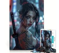 Tattooed Samurai Girl 1000 Pieces Puzzles for Teenagers Boost Recall Relaxing Fun Accurate Edge Thoughtful Gift (38x52cm)