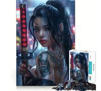 Tattooed Samurai Girl Jigsaw Puzzles 1000 Pieces for Teenagers Strong Logic Toy Home Activity Clear Edge Cherished Gift (50x75cm)