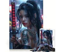 Tattooed Samurai Girl Jigsaw Puzzles 1000 Pieces for Teenagers Strong Logic Toy Home Activity Clear Edge Cherished Gift (50x75cm)