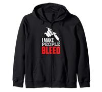 Tattooed Tattooist I Make People Bleed Tattoo Artist Zip Hoodie